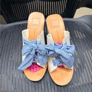 Dolce Vita Blue Striped Bow Sandals